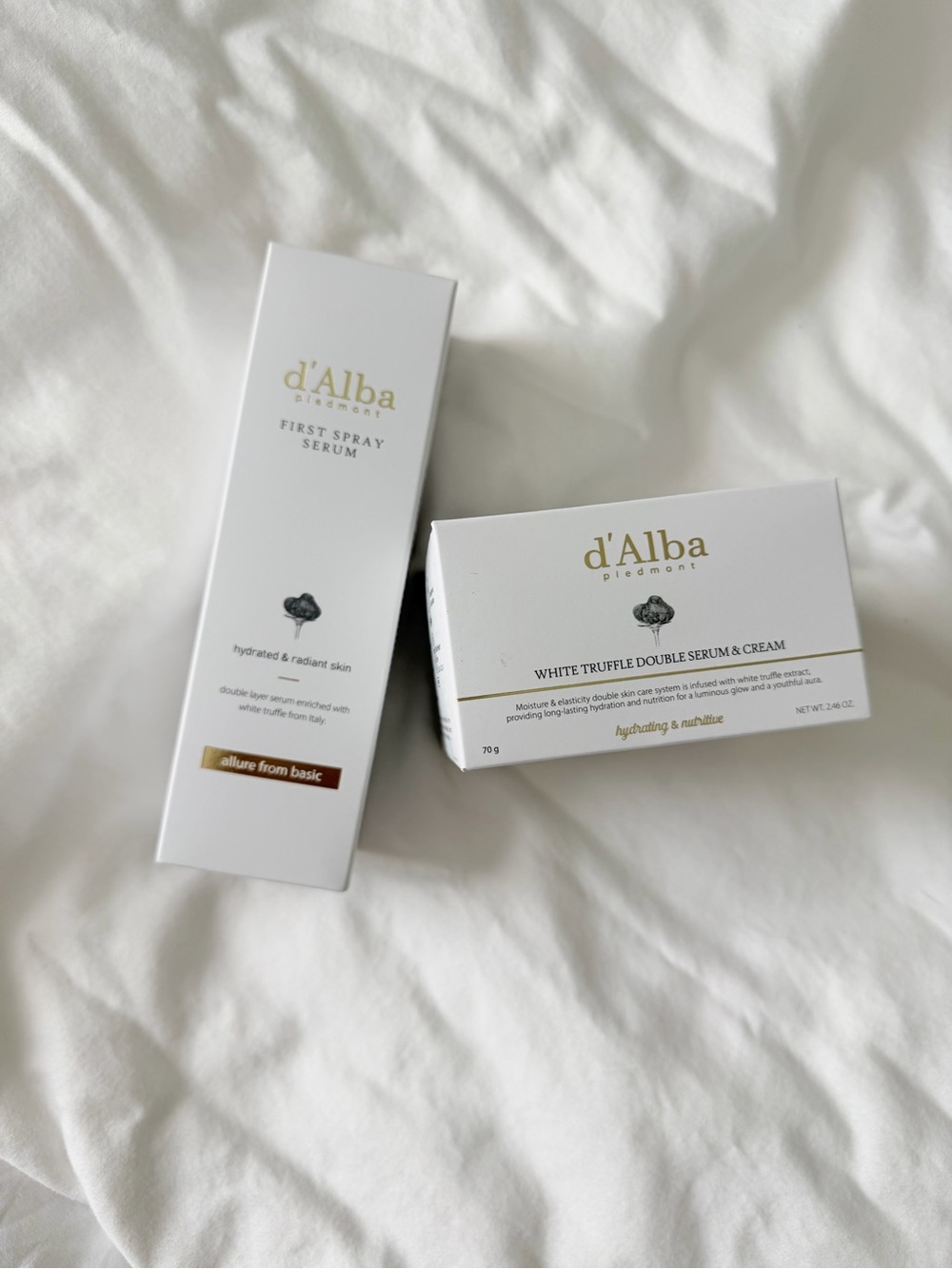 d’Alba White Truffle Double Serum & Cream Moisturizer  and First Spray serum